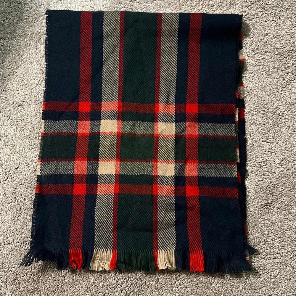 J.Crew Plaid Fringe Scarf One Size Classic Preppy Winter